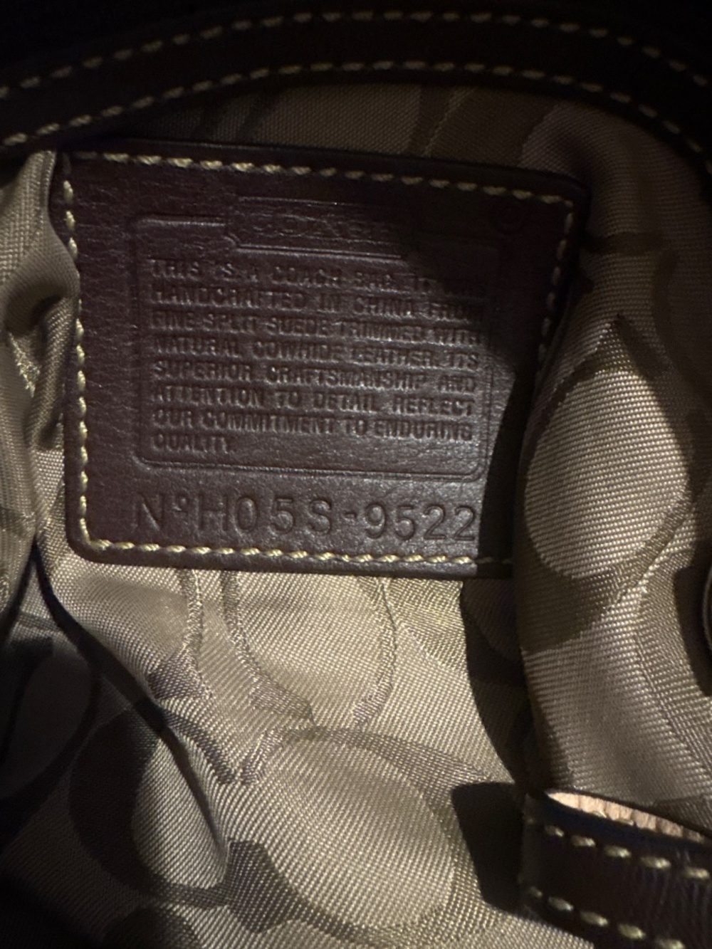 Vintage 2005 Coach Soho 9522 Brown Suede Shoulder Bag Y2K Leather Buckle Tote - Picture 3 of 4